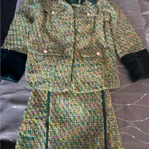 STYLEWE Green and Yellow Blazer with Short Sleeves and Textured Fabric - Picture 1 of 3